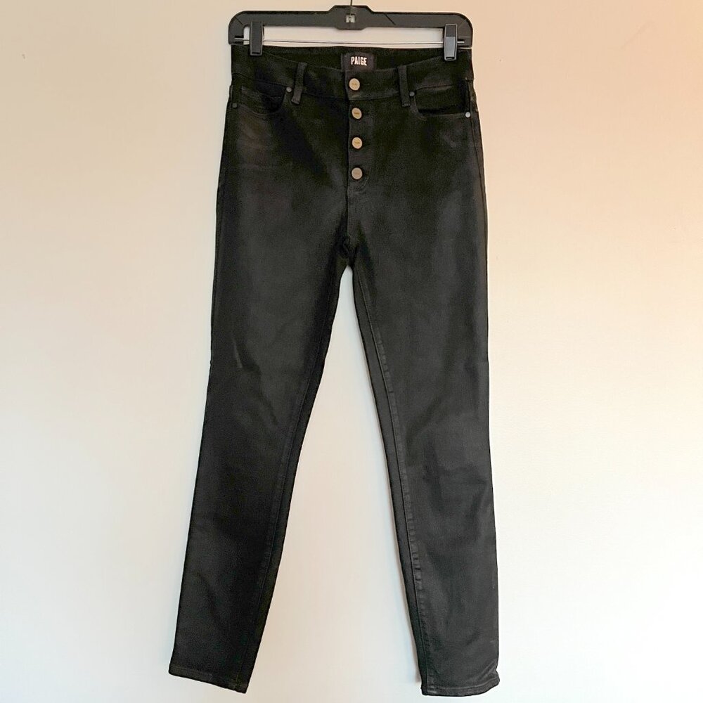 PAIGE Hoxton Skinny Ankle - Black Coated Denim - size 27
